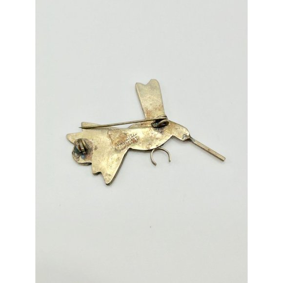 Vintage Alpaca Silver Mexico Hummingbird Pin Brooch with Abalone Shell Inlay - Picture 3 of 8